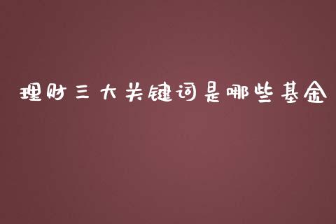理财三大关键词是哪些基金_https://www.kuaijiepai.net_投资理财_第1张