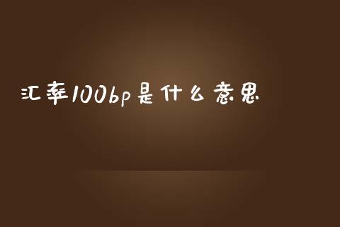 汇率100bp是什么意思_https://www.kuaijiepai.net_投资理财_第1张
