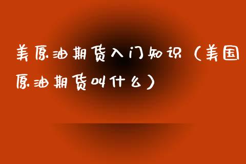 美原油期货入门知识（美国原油期货叫什么）_https://www.kuaijiepai.net_期货资讯_第1张