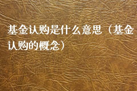 基金认购是什么意思（基金认购的概念）_https://www.kuaijiepai.net_期货理财_第1张