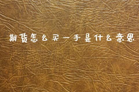期货怎么买一手是什么意思_https://www.kuaijiepai.net_投资理财_第1张