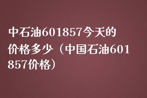中石油601857今天的价格多少（中国石油601857价格）_https://www.kuaijiepai.net_国际股建_第1张