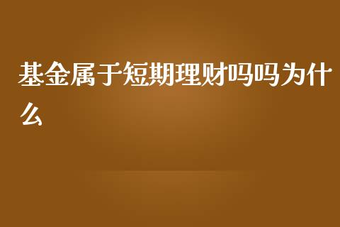 基金属于短期理财吗吗为什么_https://www.kuaijiepai.net_期货理财_第1张