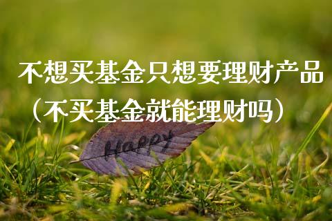 不想买基金只想要理财产品（不买基金就能理财吗）_https://www.kuaijiepai.net_投资理财_第1张
