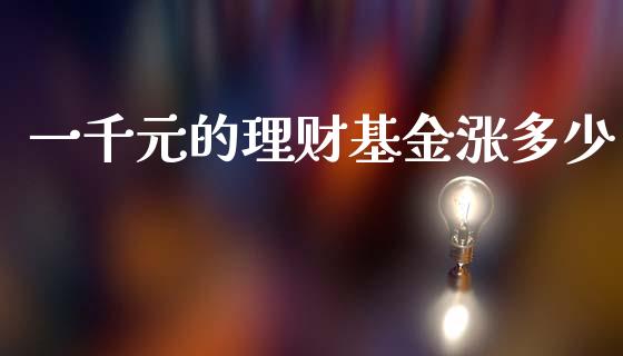 一千元的理财基金涨多少_https://www.kuaijiepai.net_期货理财_第1张