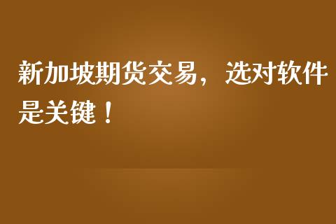 新加坡期货交易，选对软件是关键！_https://www.kuaijiepai.net_股票理论_第1张