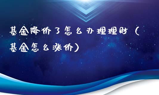 基金降价了怎么办理理财（基金怎么涨价）_https://www.kuaijiepai.net_期货理财_第1张