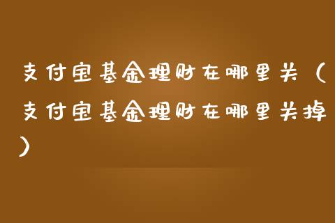 支付宝基金理财在哪里关（支付宝基金理财在哪里关掉）_https://www.kuaijiepai.net_期货理财_第1张