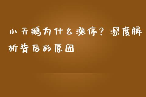 小天鹅为什么涨停？深度解析背后的原因_https://www.kuaijiepai.net_投资理财_第1张