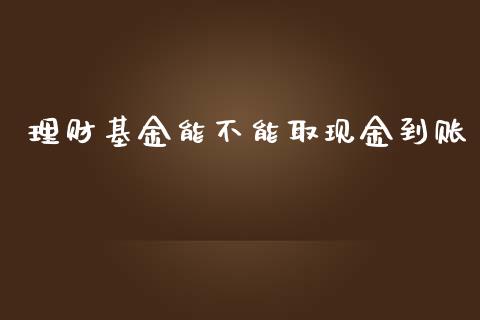 理财基金能不能取现金到账_https://www.kuaijiepai.net_期货理财_第1张
