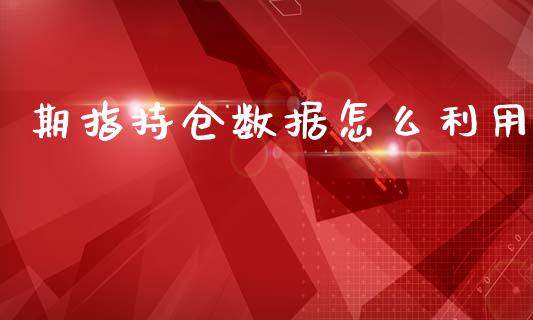 期指持仓数据怎么利用_https://www.kuaijiepai.net_投资理财_第1张