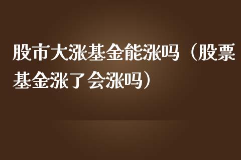 股市大涨基金能涨吗（股票基金涨了会涨吗）_https://www.kuaijiepai.net_投资理财_第1张