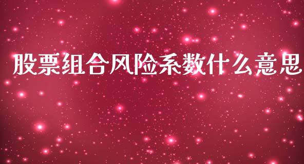 股票组合风险系数什么意思_https://www.kuaijiepai.net_股票理论_第1张
