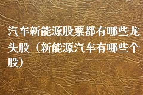 汽车新能源股票都有哪些龙头股（新能源汽车有哪些个股）_https://www.kuaijiepai.net_国际股建_第1张