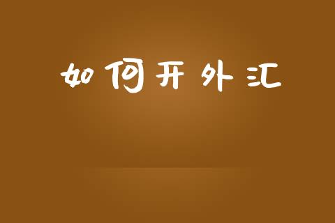 如何开外汇_https://www.kuaijiepai.net_期货理财_第1张