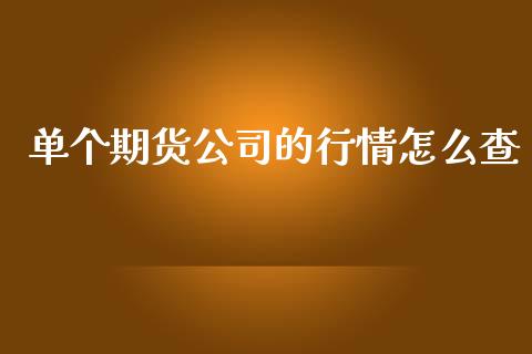 单个期货公司的行情怎么查_https://www.kuaijiepai.net_国际期货_第1张