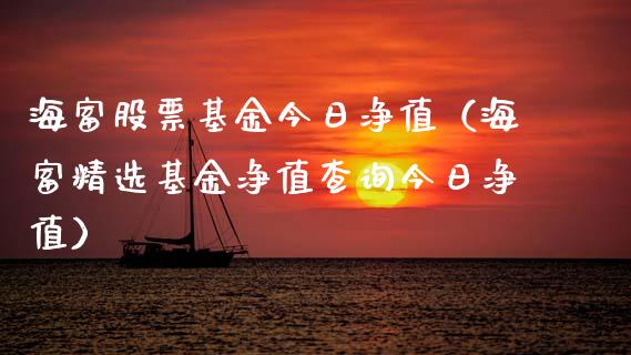 海富股票基金今日净值（海富精选基金净值查询今日净值）_https://www.kuaijiepai.net_投资理财_第1张