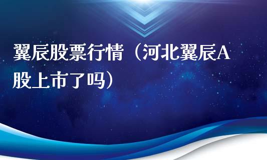 翼辰股票行情（河北翼辰A股上市了吗）_https://www.kuaijiepai.net_新股新闻_第1张
