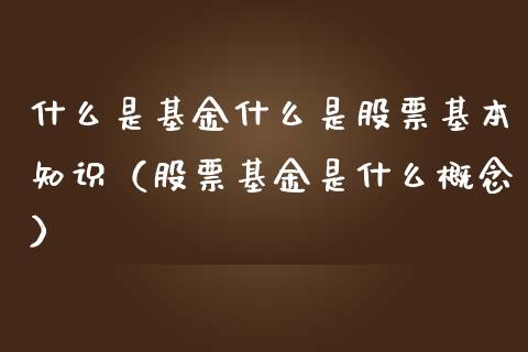 什么是基金什么是股票基本知识（股票基金是什么概念）_https://www.kuaijiepai.net_投资理财_第1张