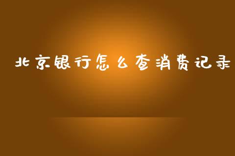 北京银行怎么查消费记录_https://www.kuaijiepai.net_期货在线_第1张