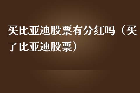 买比亚迪股票有分红吗（买了比亚迪股票）_https://www.kuaijiepai.net_股票理论_第1张