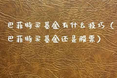 巴菲特买基金有什么技巧（巴菲特买基金还是股票）_https://www.kuaijiepai.net_投资理财_第1张