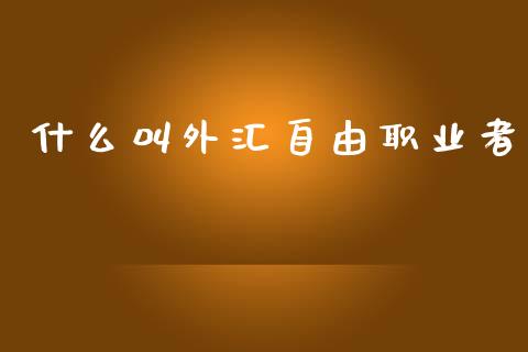 什么叫外汇自由职业者_https://www.kuaijiepai.net_股票理论_第1张