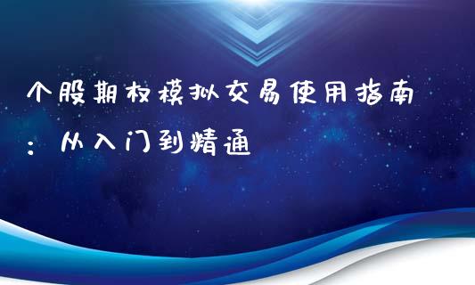 个股期权模拟交易使用指南：从入门到精通_https://www.kuaijiepai.net_国际期货_第1张