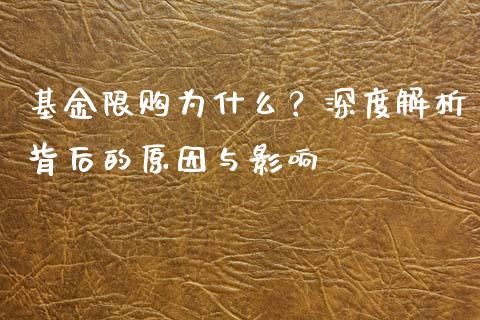 基金限购为什么？深度解析背后的原因与影响_https://www.kuaijiepai.net_国际股建_第1张