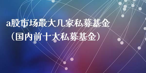 a股市场最大几家私募基金（国内前十大私募基金）_https://www.kuaijiepai.net_投资理财_第1张