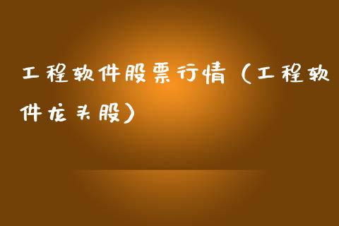 工程软件股票行情（工程软件龙头股）_https://www.kuaijiepai.net_新股新闻_第1张