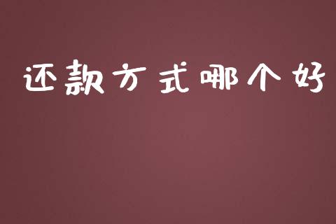 还款方式哪个好_https://www.kuaijiepai.net_期货理财_第1张