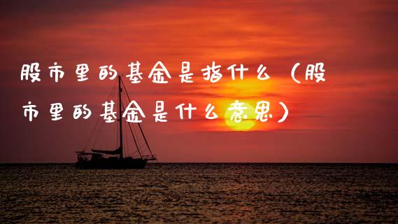 股市里的基金是指什么（股市里的基金是什么意思）_https://www.kuaijiepai.net_投资理财_第1张