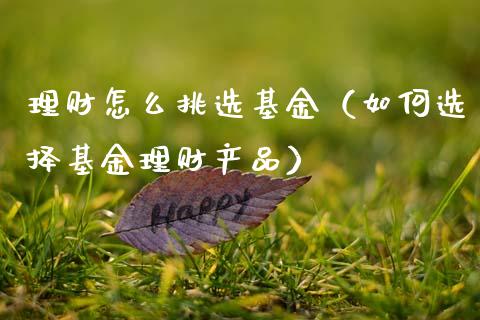 理财怎么挑选基金（如何选择基金理财产品）_https://www.kuaijiepai.net_投资理财_第1张