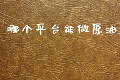哪个平台能做原油_https://www.kuaijiepai.net_期货在线_第1张