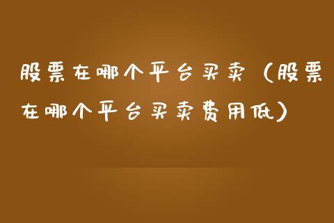 股票在哪个平台买卖（股票在哪个平台买卖费用低）_https://www.kuaijiepai.net_股票理论_第1张