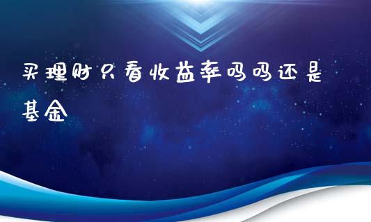 买理财只看收益率吗吗还是基金_https://www.kuaijiepai.net_期货理财_第1张