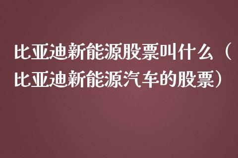 比亚迪新能源股票叫什么（比亚迪新能源汽车的股票）_https://www.kuaijiepai.net_新股新闻_第1张