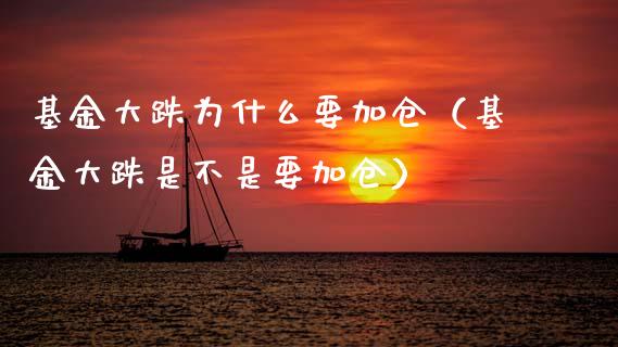 基金大跌为什么要加仓（基金大跌是不是要加仓）_https://www.kuaijiepai.net_期货理财_第1张