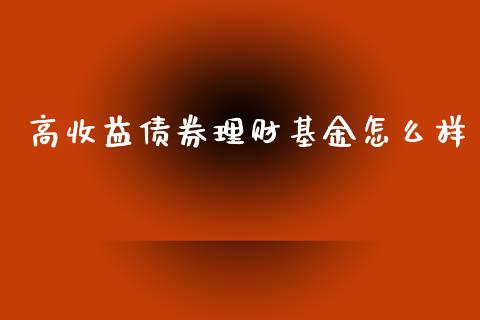 高收益债券理财基金怎么样_https://www.kuaijiepai.net_投资理财_第1张
