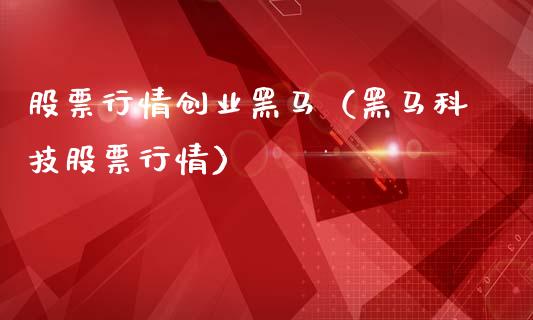 股票行情创业黑马（黑马科技股票行情）_https://www.kuaijiepai.net_新股新闻_第1张
