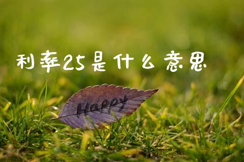 利率25是什么意思_https://www.kuaijiepai.net_国际股建_第1张