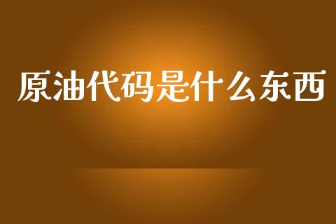 原油代码是什么东西_https://www.kuaijiepai.net_国际期货_第1张