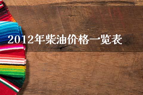 2012年柴油价格一览表_https://www.kuaijiepai.net_期货资讯_第1张