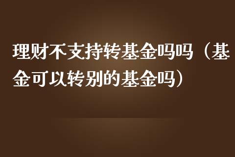 理财不支持转基金吗吗（基金可以转别的基金吗）_https://www.kuaijiepai.net_期货理财_第1张