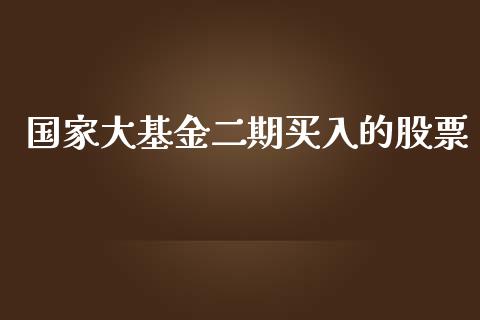 国家大基金二期买入的股票_https://www.kuaijiepai.net_期货资讯_第1张