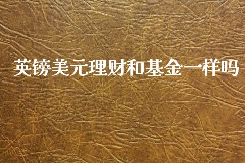 英镑美元理财和基金一样吗_https://www.kuaijiepai.net_期货理财_第1张