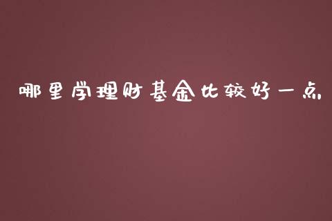 哪里学理财基金比较好一点_https://www.kuaijiepai.net_投资理财_第1张