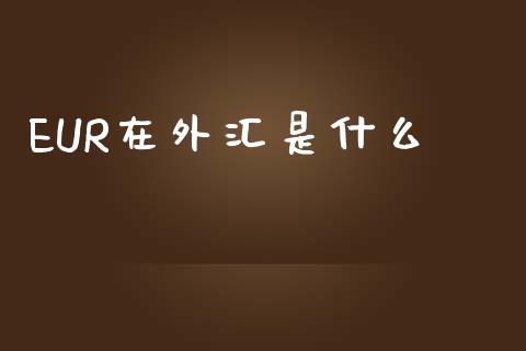 EUR在外汇是什么_https://www.kuaijiepai.net_期货资讯_第1张