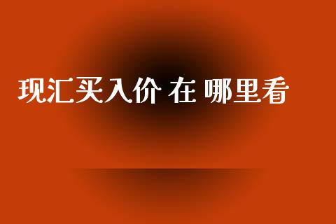 现汇买入价 在 哪里看_https://www.kuaijiepai.net_期货理财_第1张